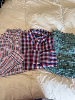 Men's Plaid Button-Down Shirts - Red, Blue & Green